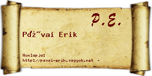 Pávai Erik névjegykártya